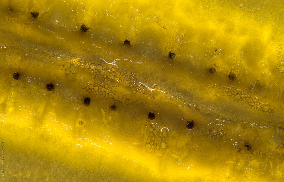 closeup macro slice of yellow banana (Musa sp.), micro view