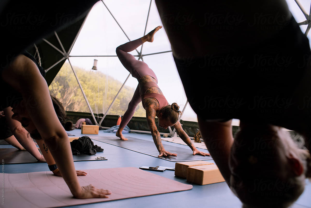 Asana yoga training in the morning light