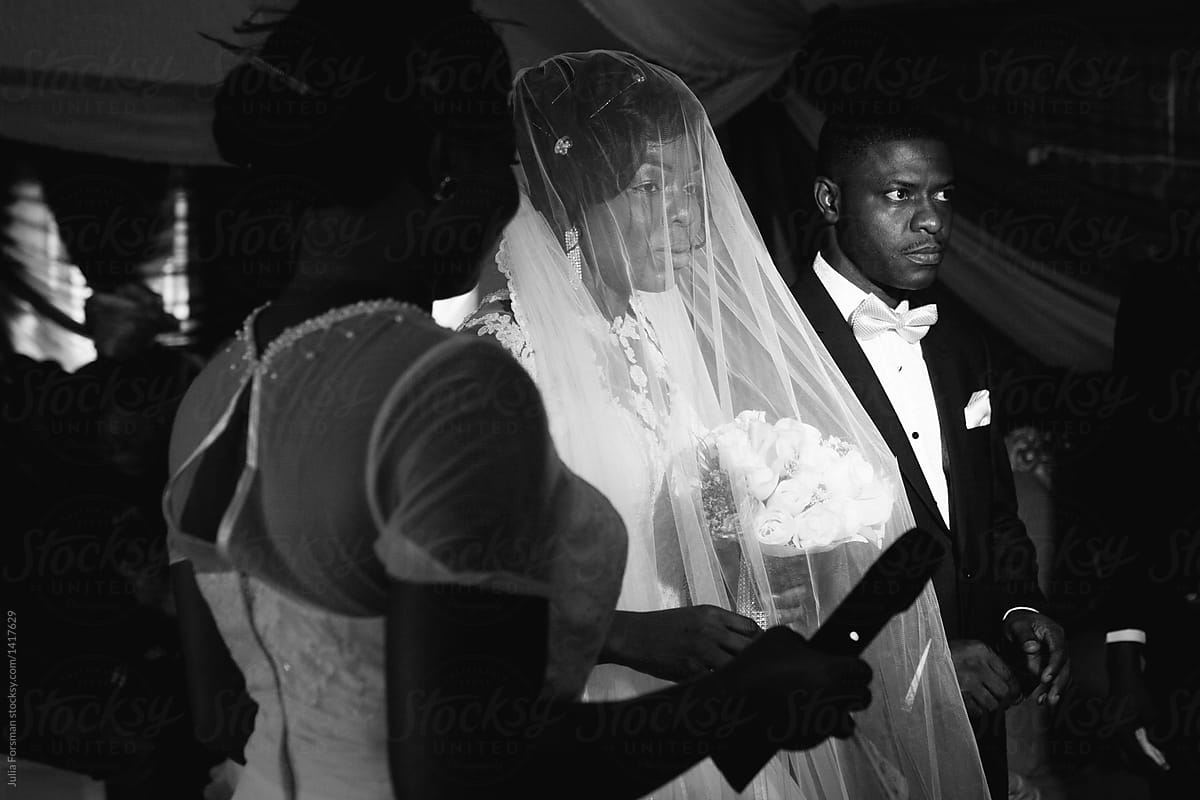 A Nigerian bride stands ready to say her vows.