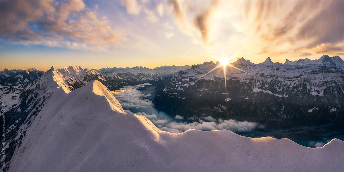 Panoramic winter landscape in the alps.