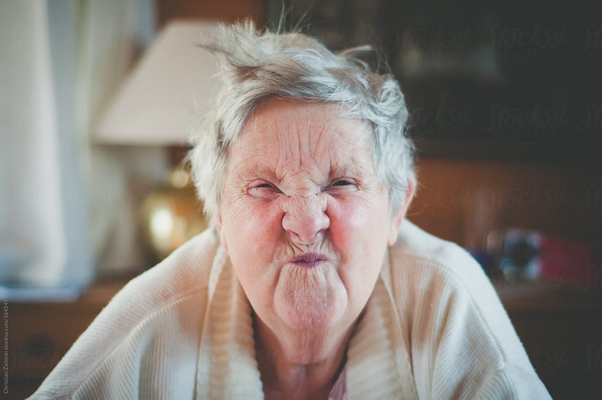 Senior Female Making Silly Face By Chris Zielecki 