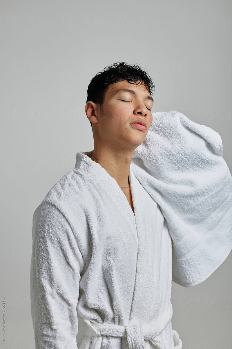 Man drying after shower