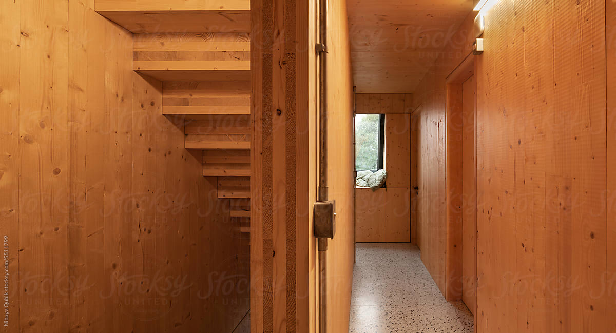 View of the interior of a wooden house