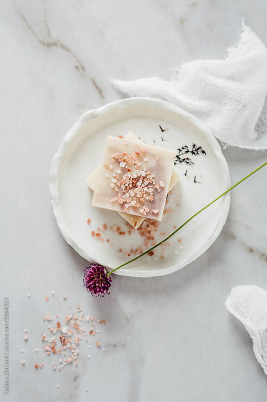 Natural soap with flower and himalayan salt