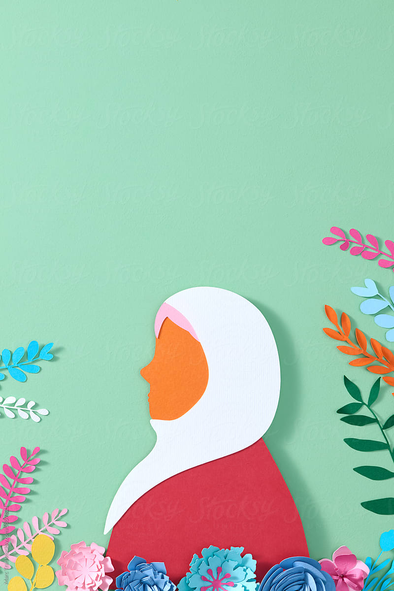 Happy Women\'s Day Concept with Muslim Young Woman Character