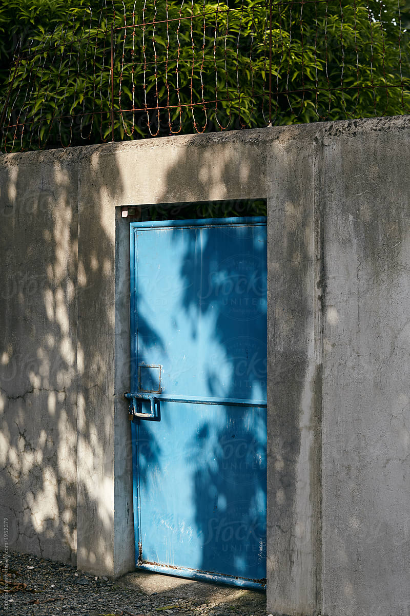 Blue metal door
