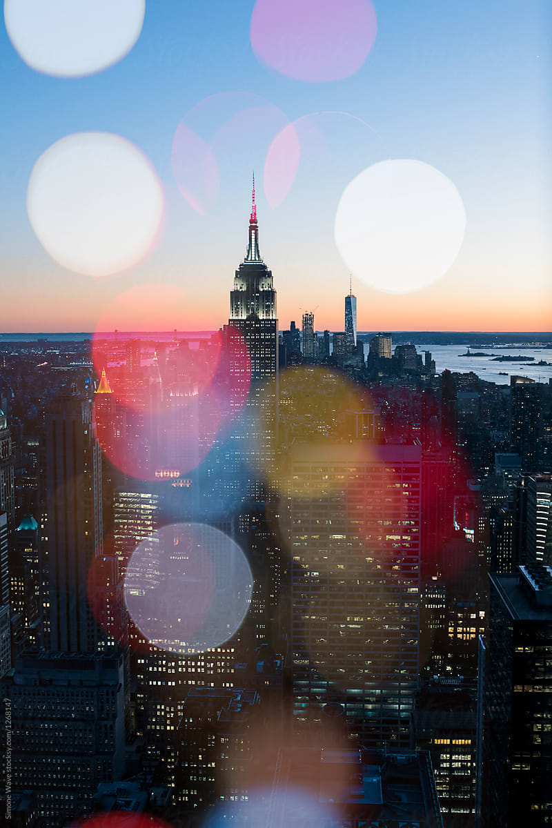 New York City creative lights skyline