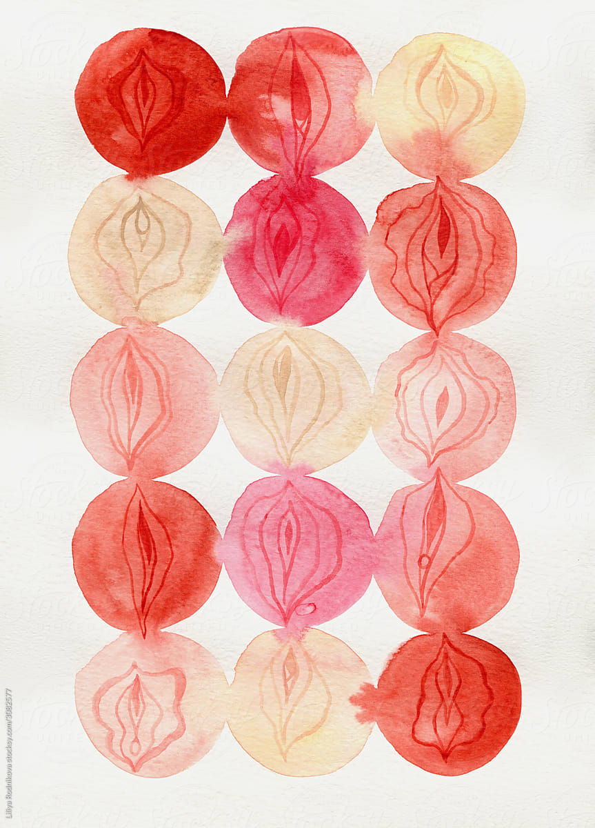 Watercolor Vulvas abstract background