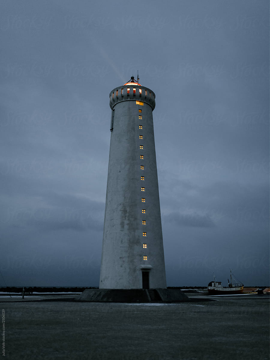 Lighthouse With Light Beam