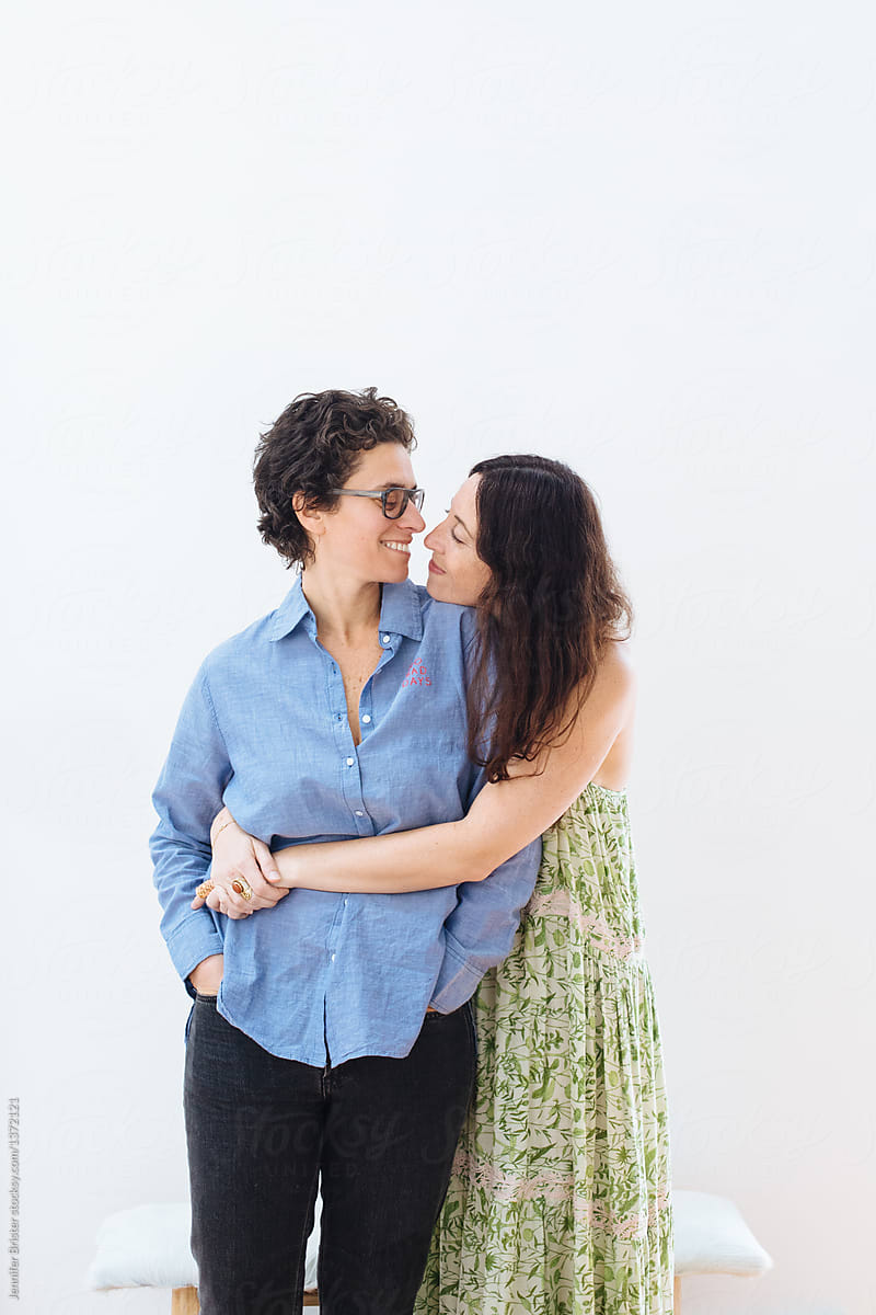 Beautiful Lesbian Couple Embracing By Stocksy Contributor Jennifer